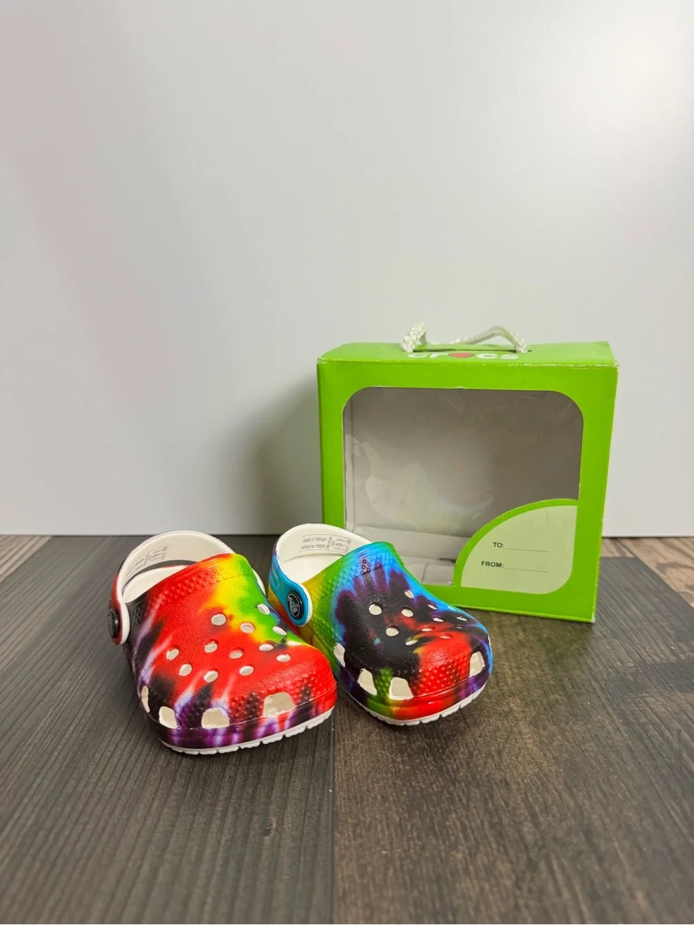 CROCS Kids Classic Tie Dye Rainbow Clogs Toddler Size C2 Colorful Shoes